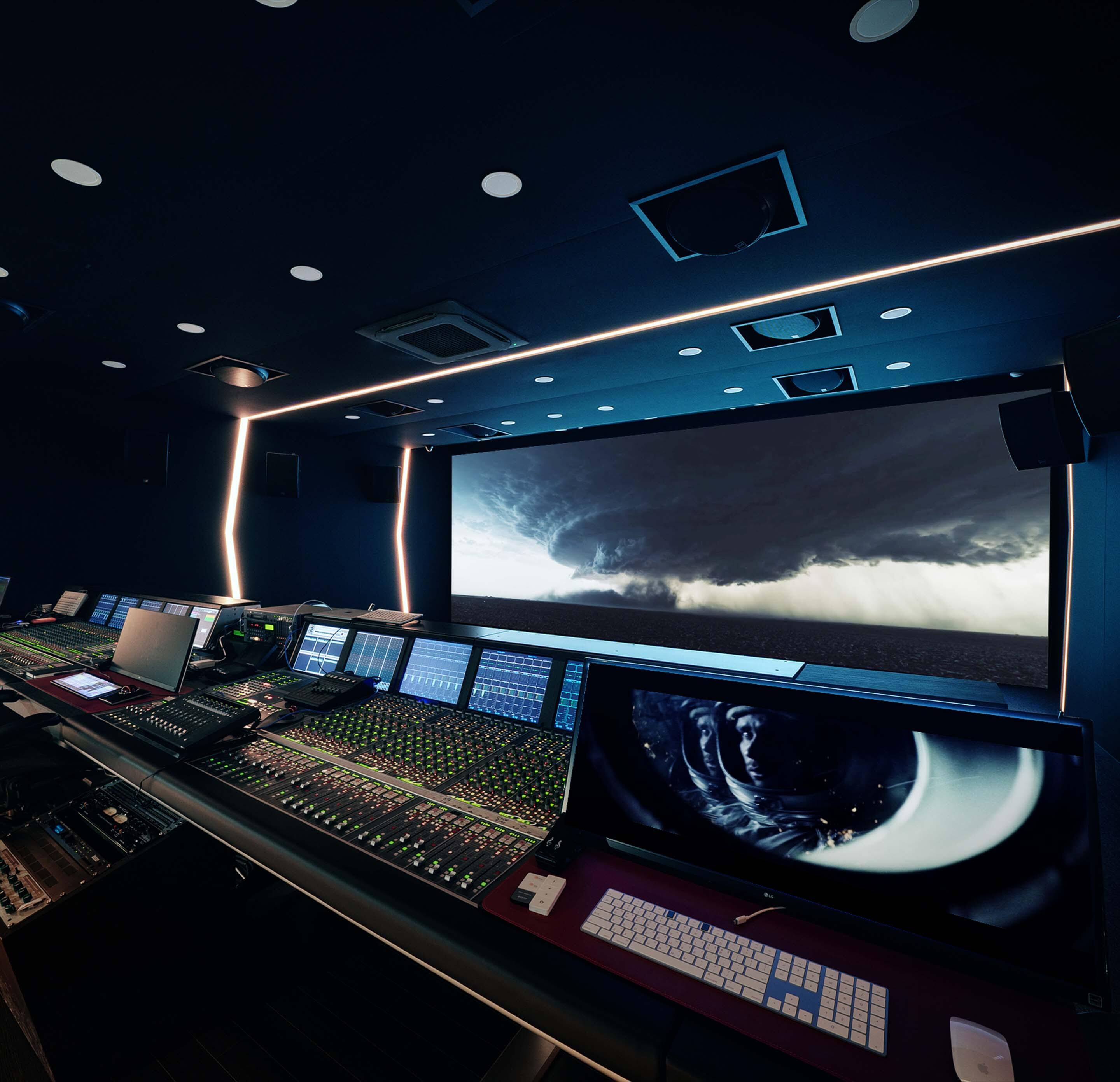 recording studio, seoul, south korea, lights, sound equipment, dolby atmos