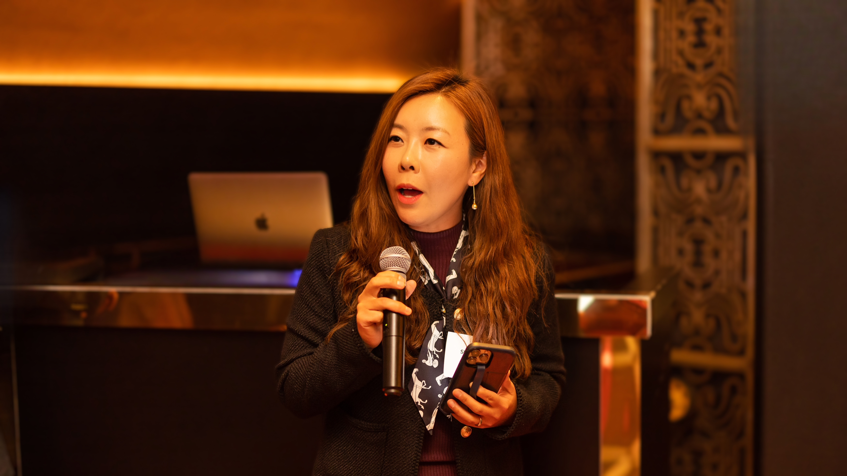 Iyuno's Stella Yoo gives toast at private event