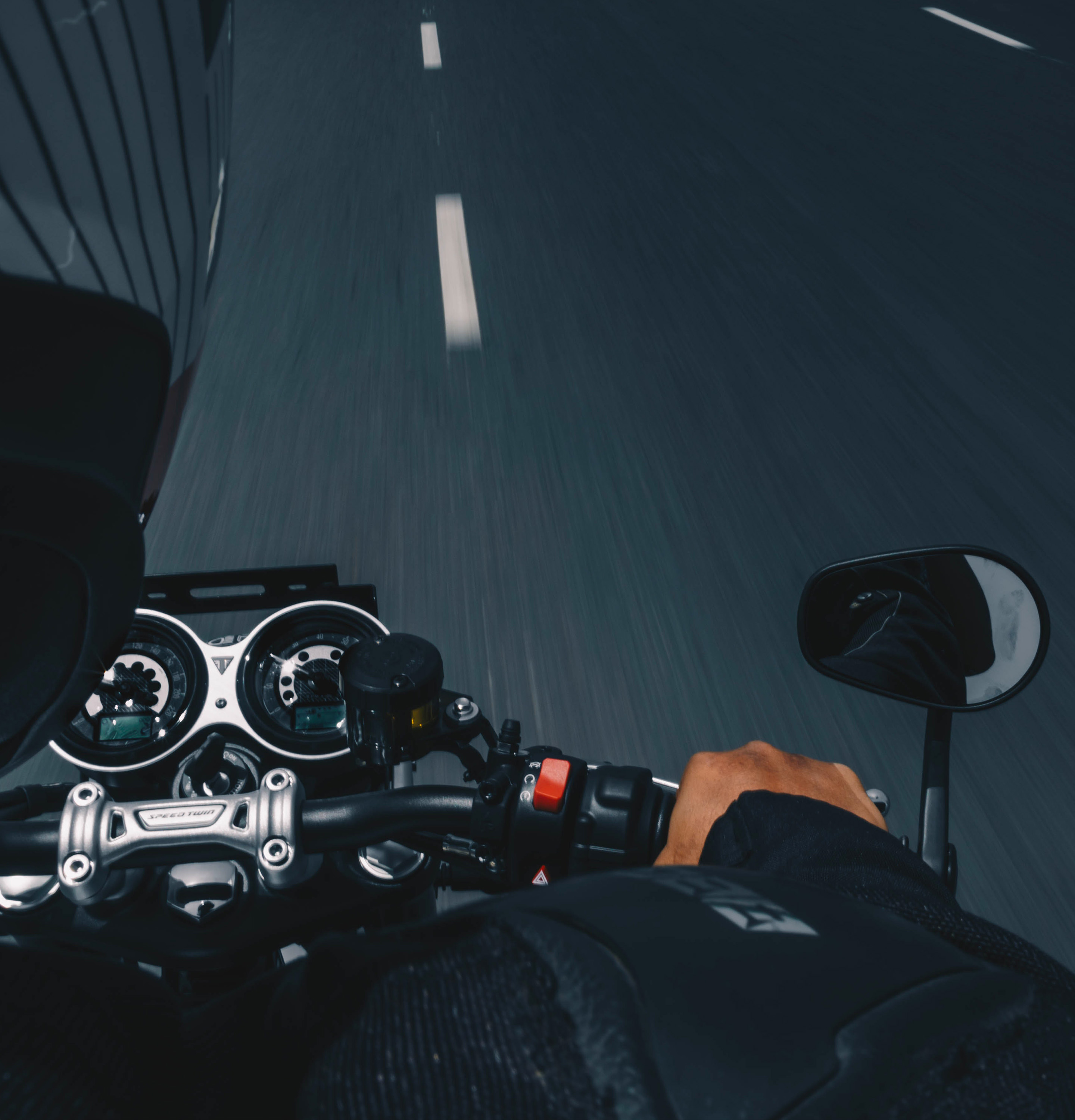 motorcycle close up shot, road, speed