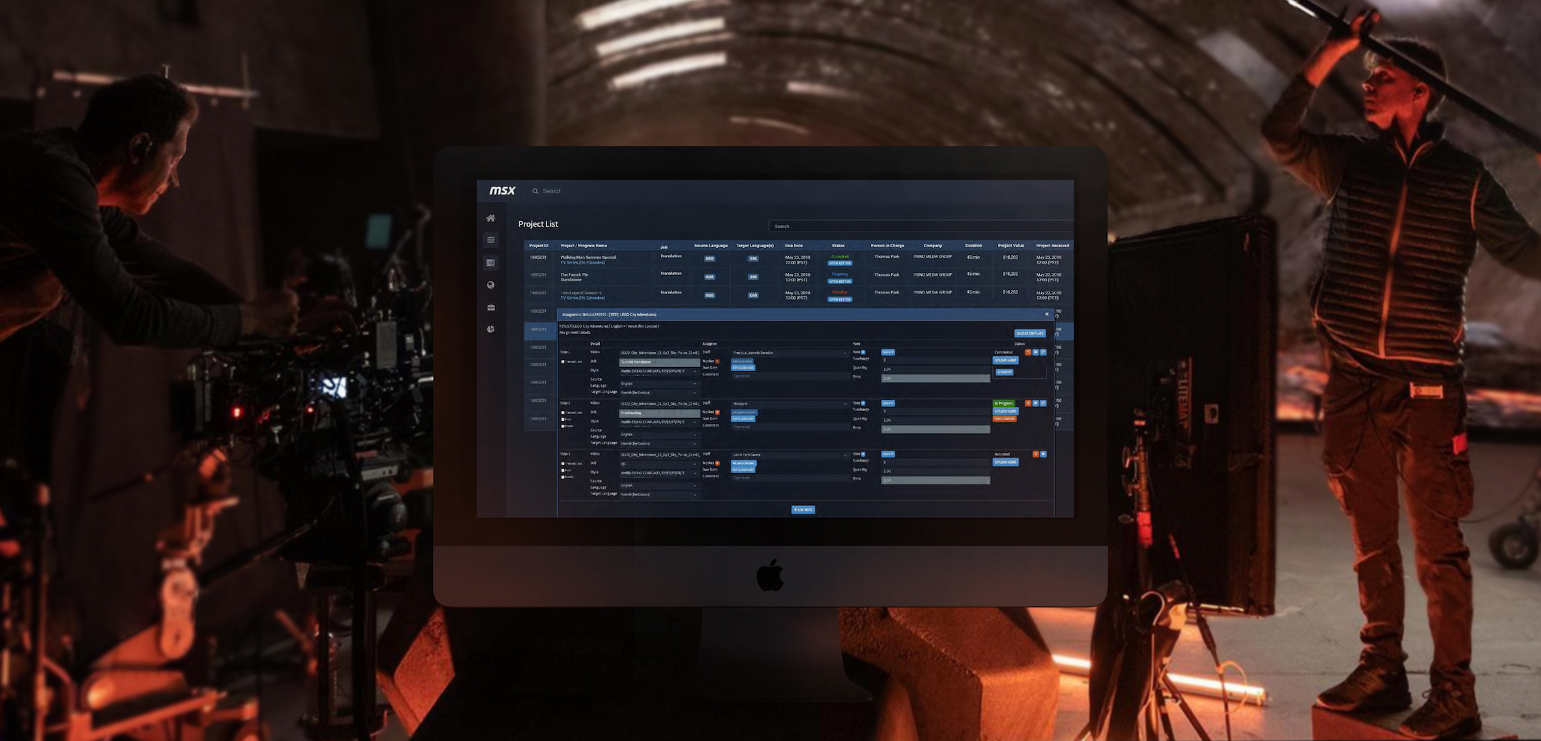 movie production set during filming